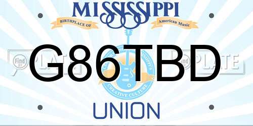 G86TBD Mississippi License Plate