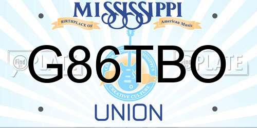 G86TBO Mississippi License Plate