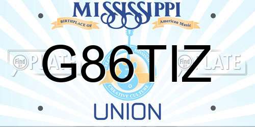 G86TIZ Mississippi License Plate