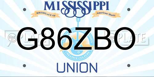 G86ZBO Mississippi License Plate