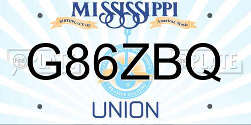 G86ZBQ Mississippi License Plate