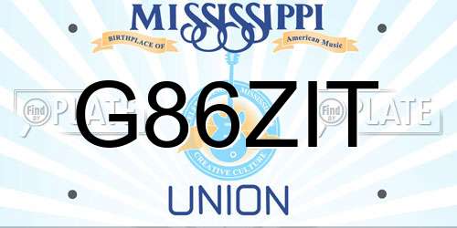 G86ZIT Mississippi License Plate