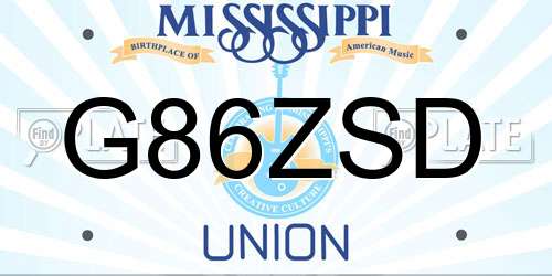 G86ZSD Mississippi License Plate