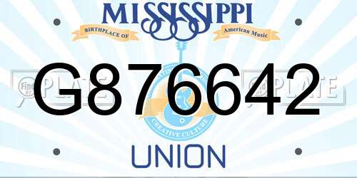 G876642 Mississippi License Plate