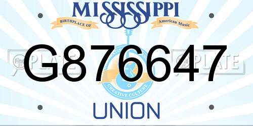 G876647 Mississippi License Plate