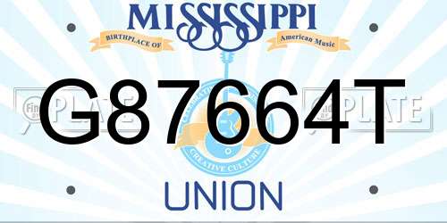 G87664T Mississippi License Plate