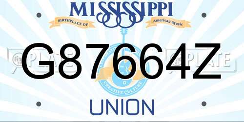 G87664Z Mississippi License Plate