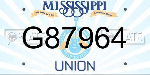 G87964 Mississippi License Plate