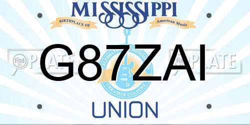 G87ZAI Mississippi License Plate