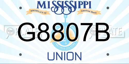 G8807B Mississippi License Plate