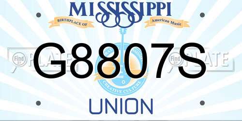 G8807S Mississippi License Plate