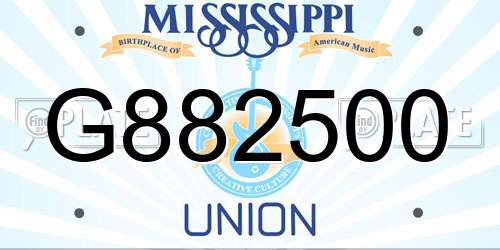 G882500 Mississippi License Plate