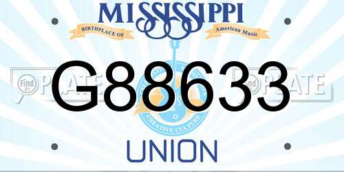G88633 Mississippi License Plate