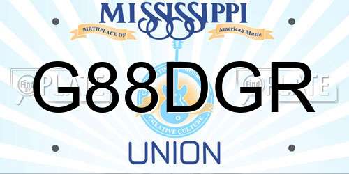 G88DGR Mississippi License Plate