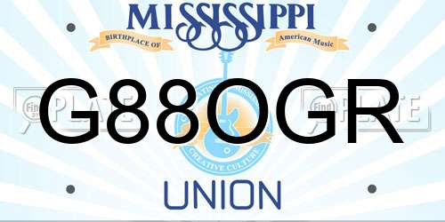 G88OGR Mississippi License Plate