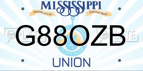 G88OZB Mississippi License Plate