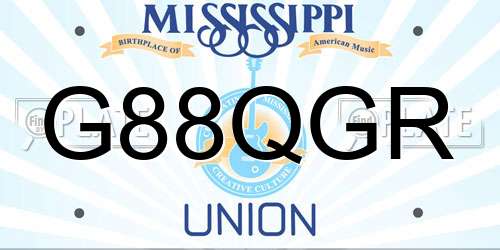 G88QGR Mississippi License Plate