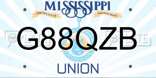 G88QZB Mississippi License Plate