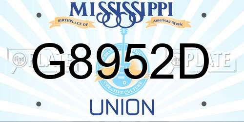 G8952D Mississippi License Plate