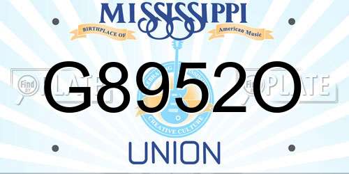 G8952O Mississippi License Plate