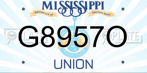 G8957O Mississippi License Plate