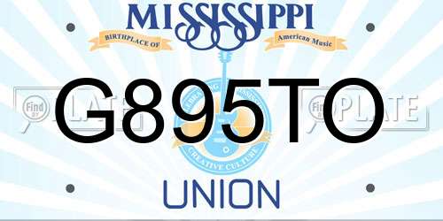 G895TO Mississippi License Plate