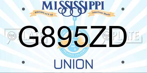 G895ZD Mississippi License Plate