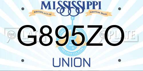G895ZO Mississippi License Plate