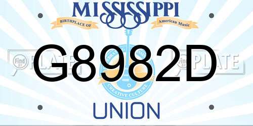 G8982D Mississippi License Plate