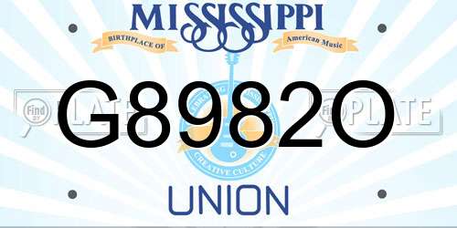 G8982O Mississippi License Plate