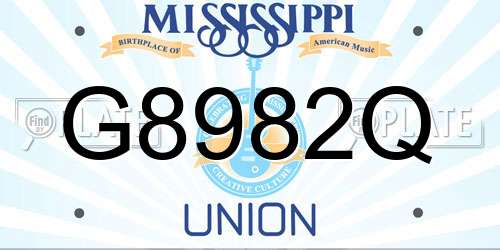 G8982Q Mississippi License Plate