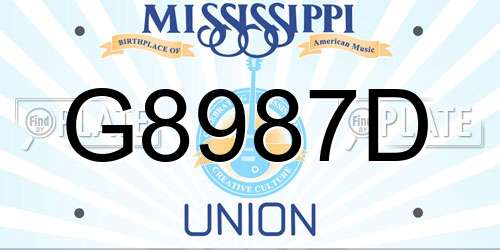 G8987D Mississippi License Plate