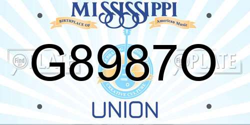 G8987O Mississippi License Plate