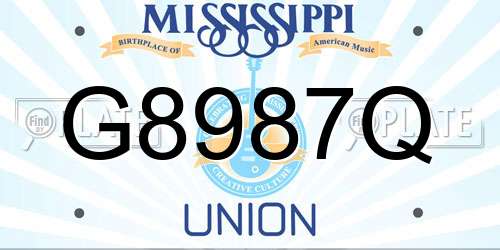 G8987Q Mississippi License Plate