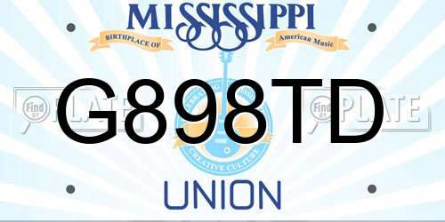 G898TD Mississippi License Plate