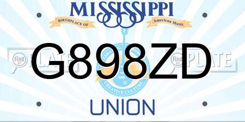 G898ZD Mississippi License Plate