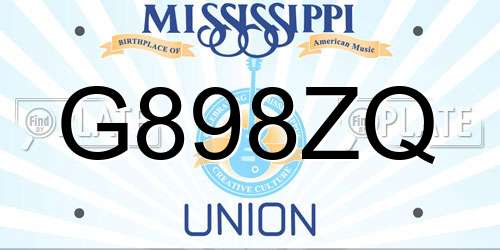 G898ZQ Mississippi License Plate