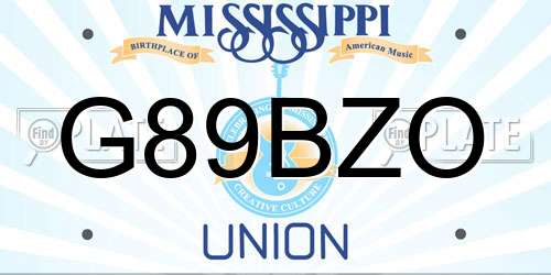 G89BZO Mississippi License Plate