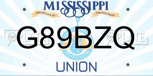 G89BZQ Mississippi License Plate