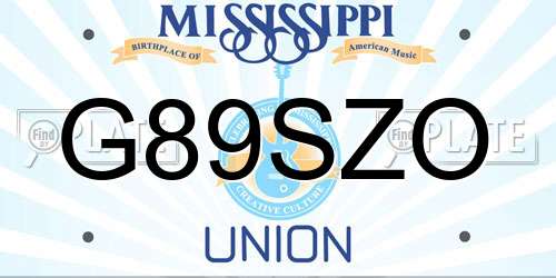 G89SZO Mississippi License Plate