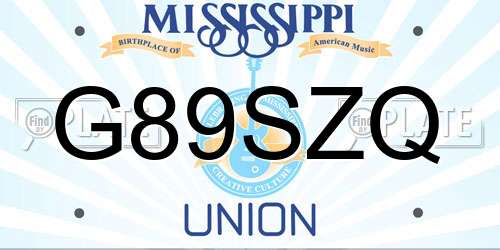 G89SZQ Mississippi License Plate