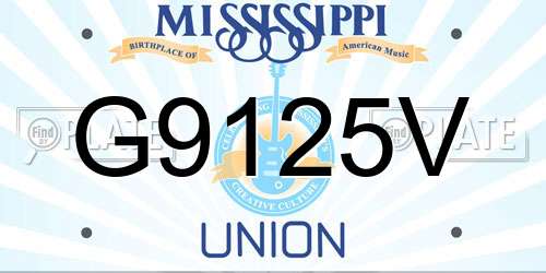G9125V Mississippi License Plate