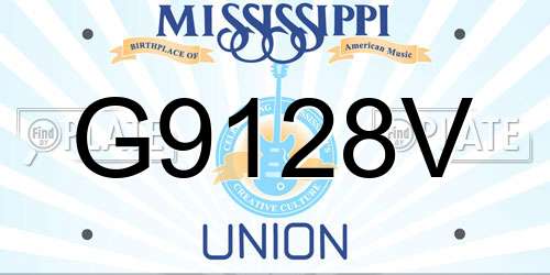 G9128V Mississippi License Plate