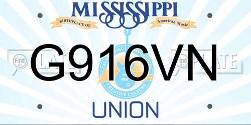 G916VN Mississippi License Plate