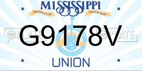 G9178V Mississippi License Plate