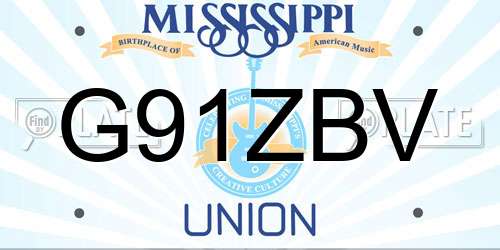G91ZBV Mississippi License Plate