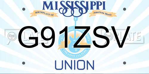G91ZSV Mississippi License Plate