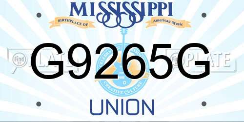 G9265G Mississippi License Plate