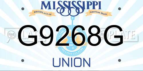 G9268G Mississippi License Plate