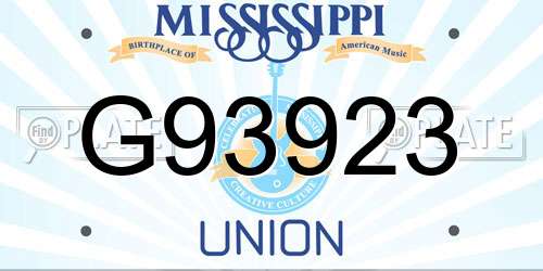 G93923 Mississippi License Plate